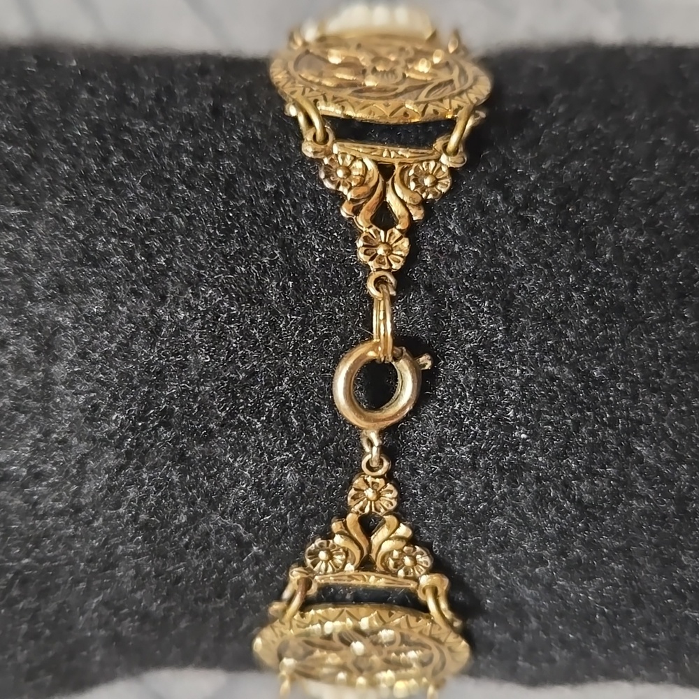 Vtg Goldtone Panel Bracelet - Picture 9 of 11